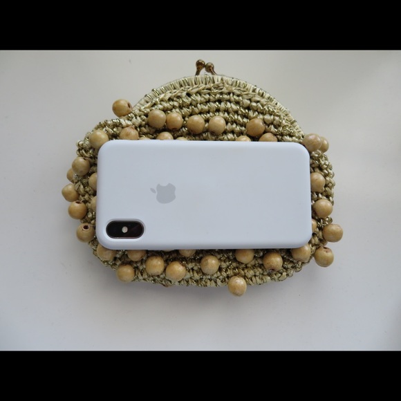 Felix Rey Wooden Bead Metallic Clutch Purse - Picture 4 of 4